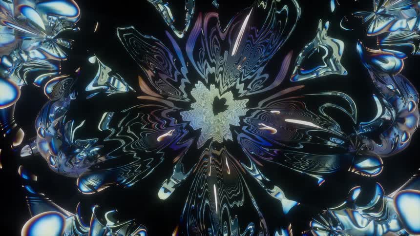 Star like 3D render as liquid fractal in abstract motion