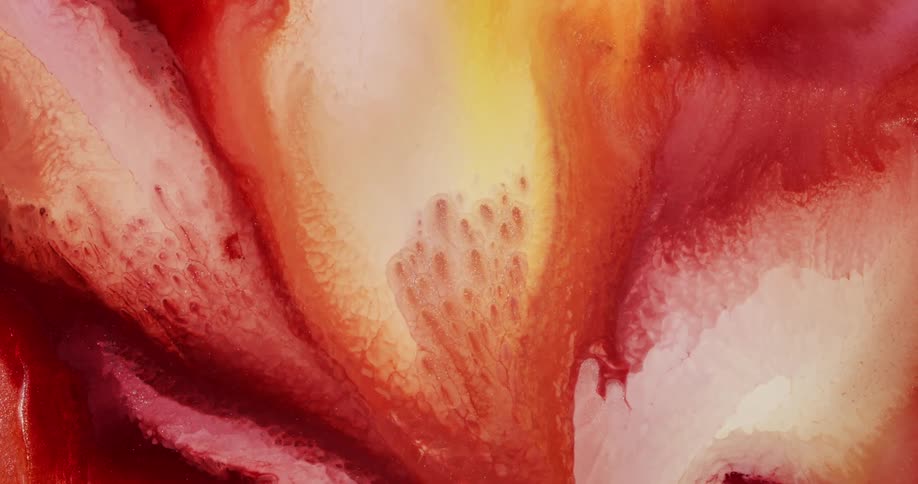 Colorful abstract shapes of blooming liquid metallic ink