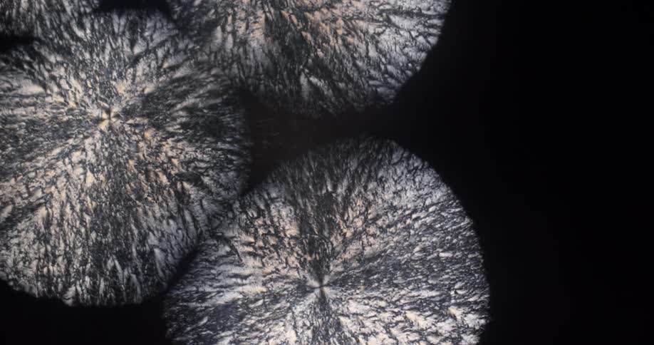 Abstract expanding crystals of chemical under the microscope