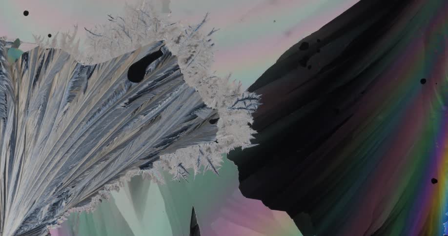 Crystallization of sulfur chemical watched with microscope