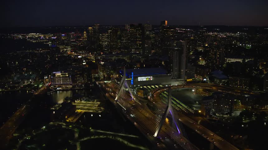 Aerial view of a metropolis at night