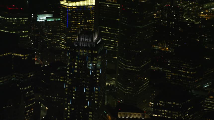 Aerial view of a metropolitan city at night