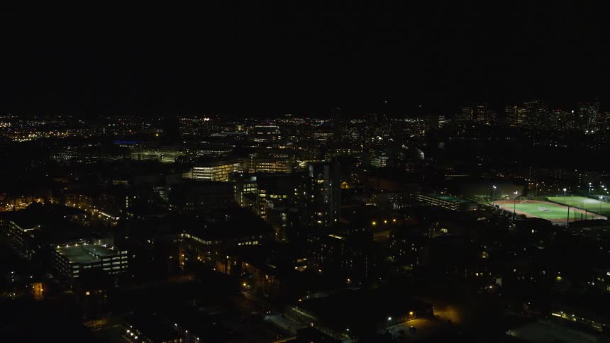 Aerial view of a metropolis at night