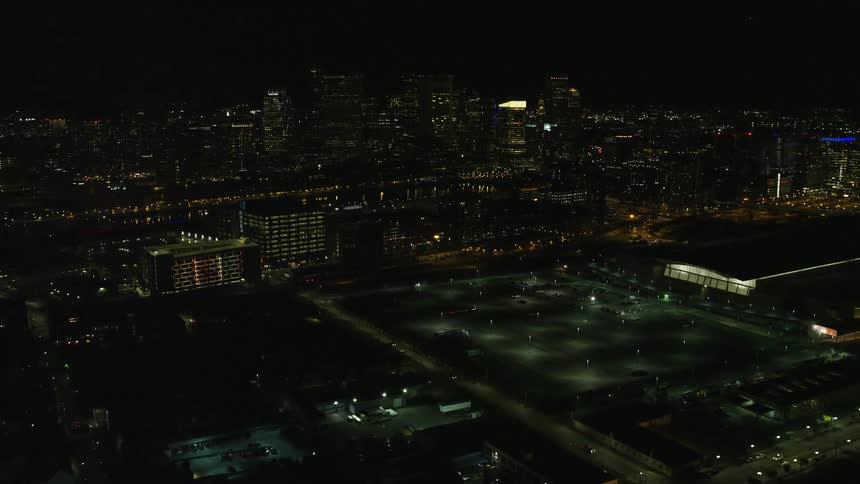 A city at night with only residential lights on