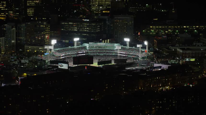 Aerial view of a stadium at night