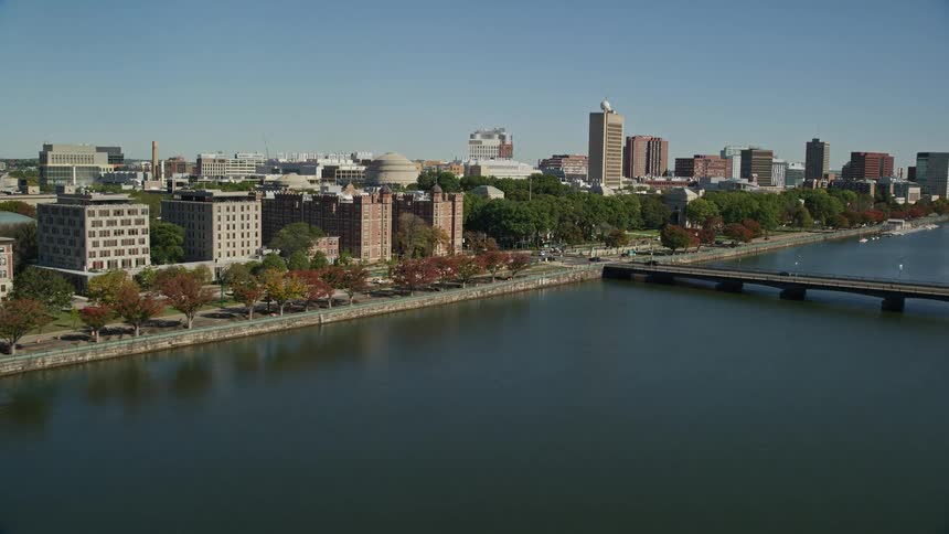 Aerial panorama of a metropolis by the sea