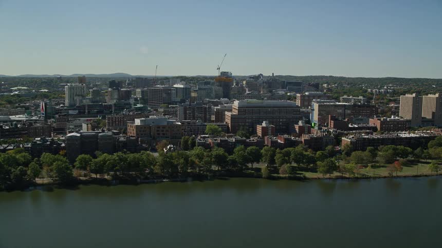 A region with many residential buildings close to a river