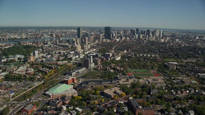 Aerial view of the city downtown at daytime