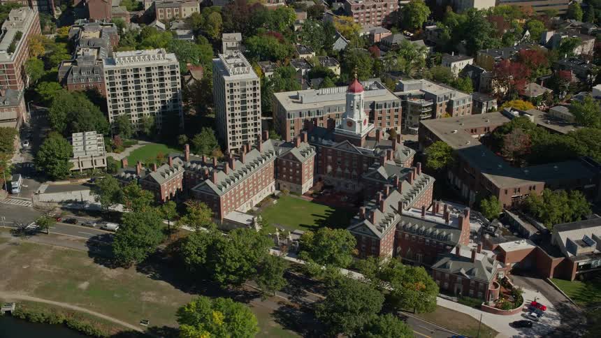 Aerial view of an university campus in the city