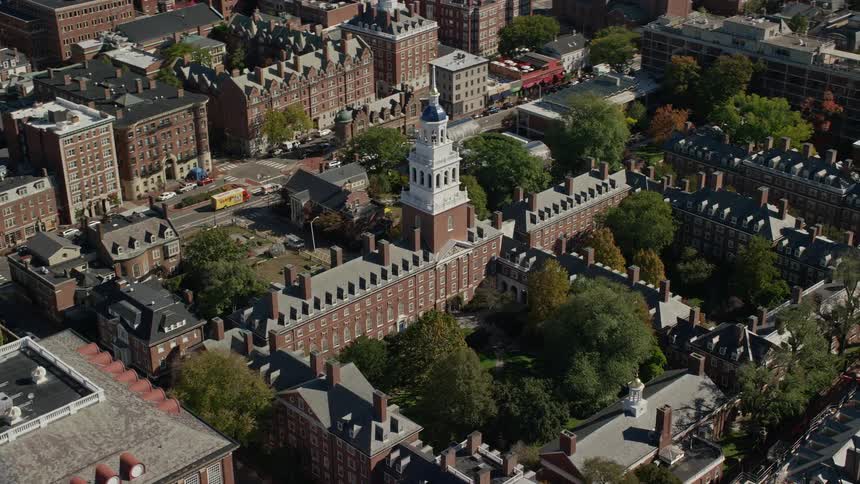Aerial view of an university campus in the city