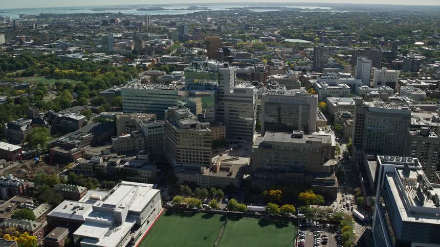Aerial view of buildings in the city downtown