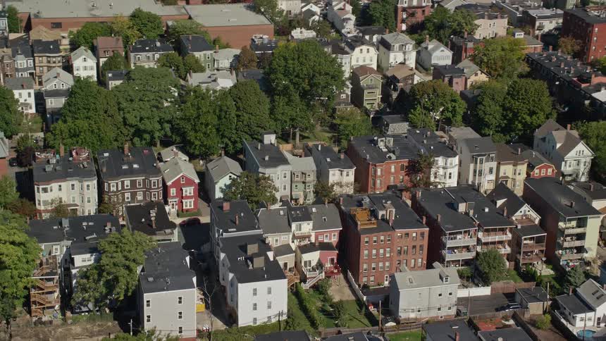 The suburbs are lined with apartments
