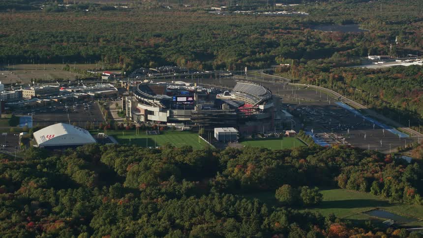 Aerial view of a stadium in the countryside