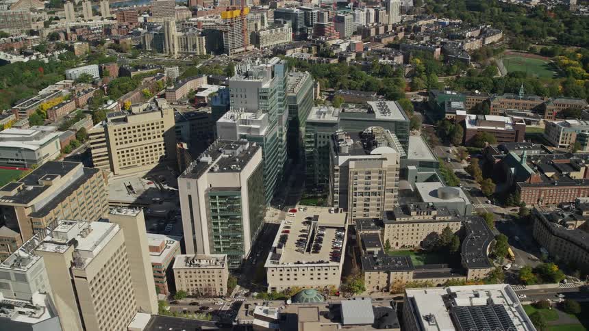 Aerial view of an urban city by the sea