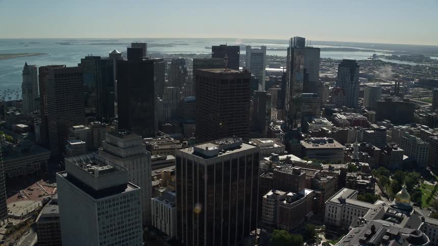 Aerial view of buildings in the city downtown at daytime
