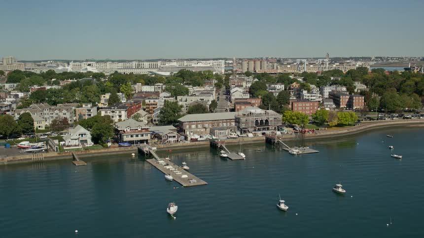 Panorama of a metropolis by the sea with boats and yachts