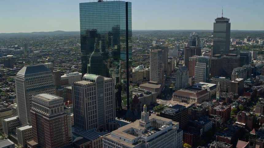 Aerial view of buildings in the city downtown at daytime