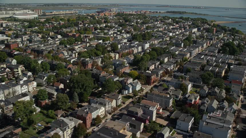 A rural town with many houses close to the sea