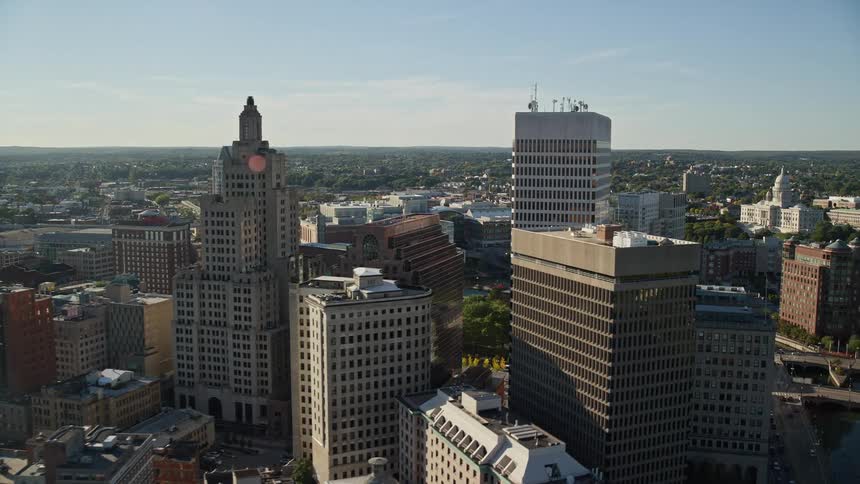 Aerial view of buildings in the city downtown at daytime