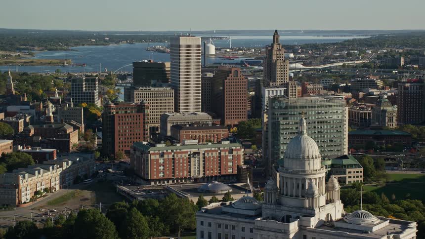 Aerial view of buildings in the city downtown at daytime