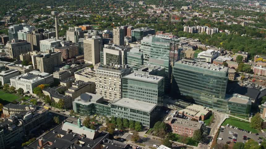 Aerial view of buildings in the city downtown at daytime