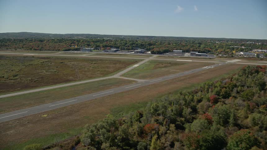 Aerial panorama of an airport runway for airplane transport