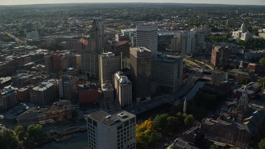 Aerial view of the city downtown at daytime