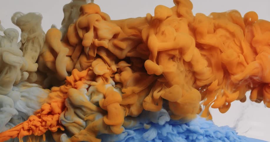 The orange and blue smoke mix together