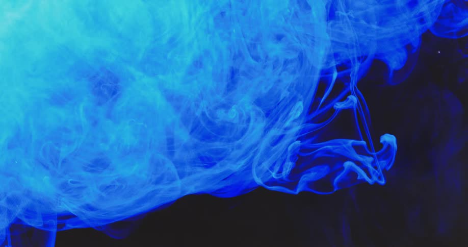 Abstract neon blue smoke in motion on a black background