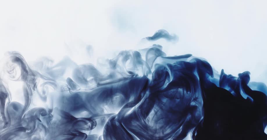Abstract blue smoke in motion on a white background