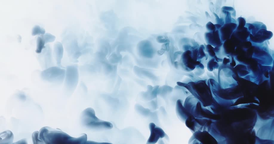 Blue and black abstract smoke in motion on a white background