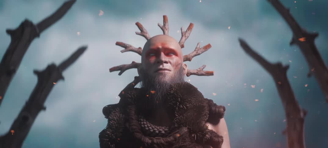 Fantastic mystic shaman looks at the sky
