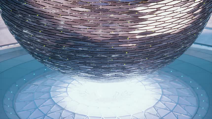 Metallic and illuminated globe in an animation