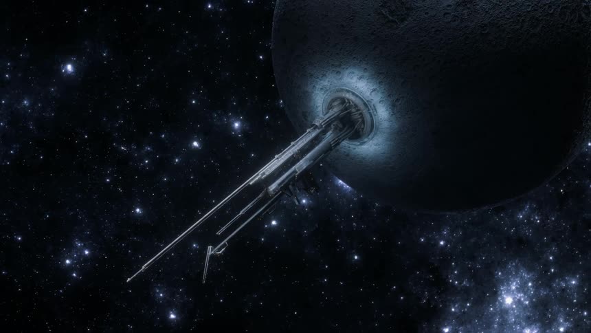 Planet with an abstract stalk in space in animation