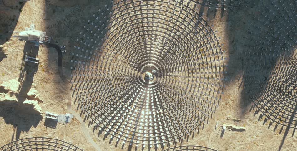 Aerial view of circular equipment outdoors