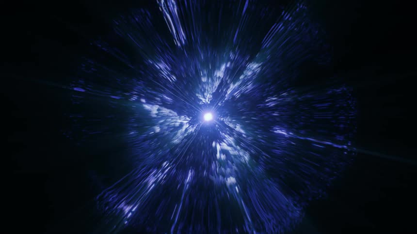 Expanding orb of blue flaring shimmering light