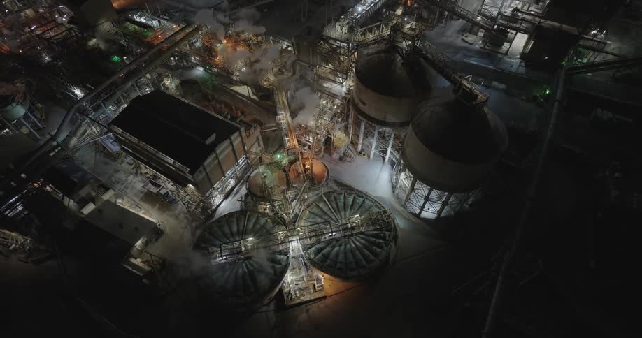 Various industrial machines in a dark environment