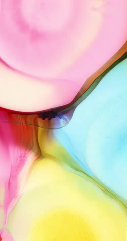 Colorful inks mixing into an abstract pattern in vertical direction
