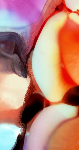 Colorful inks mixing into an abstract pattern in vertical direction