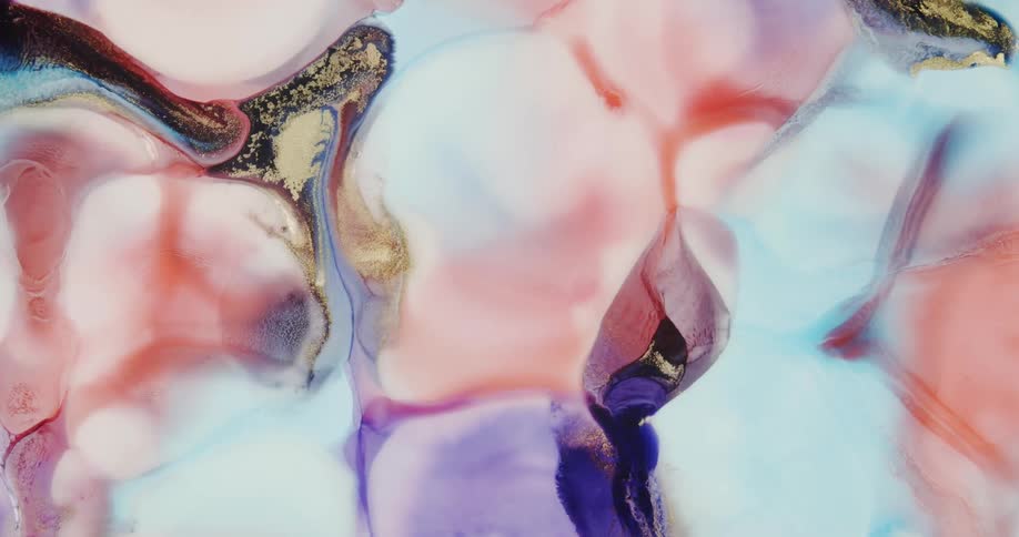 Colorful abstract liquid ink art flowing and mixing