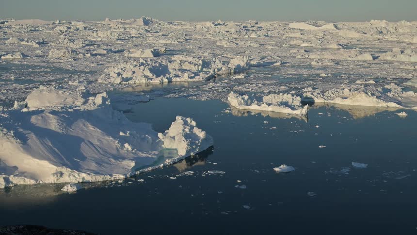 Aerial view of a melting glacier