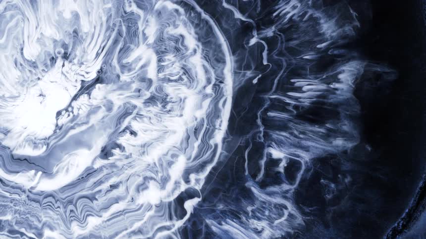 Deep in dark space the bright white cloud is folding in slowly getting more brighter
