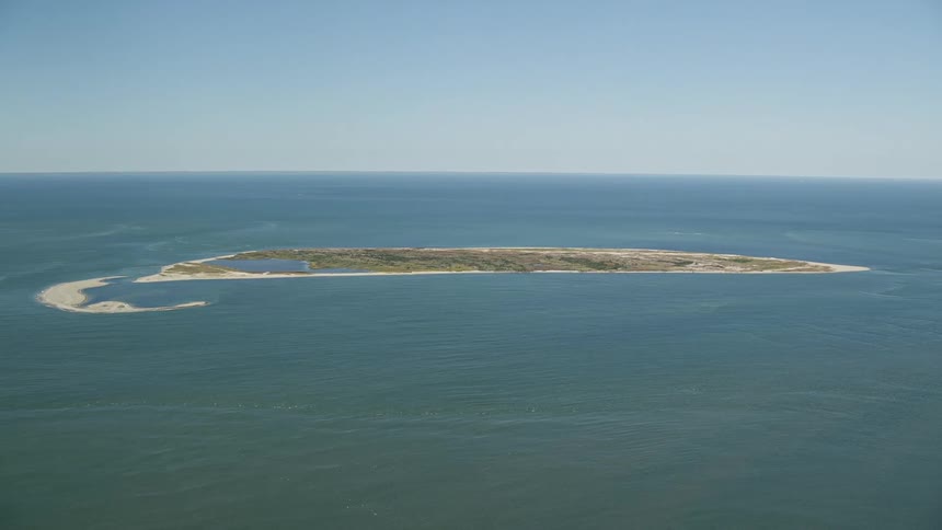Aerial panorama of an island in the middle of the sea