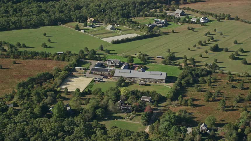 Aerial view of houses in the countryside