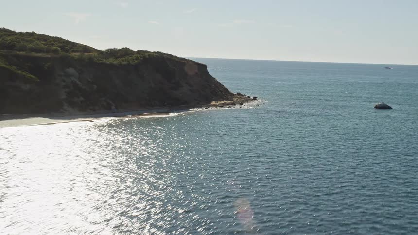 Aerial panorama of the sea and its coastline on a sunny day