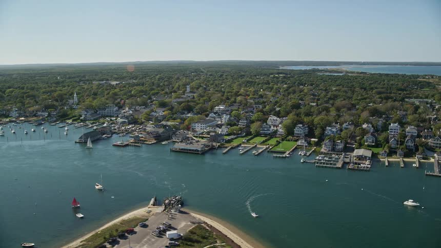 Aerial panorama of an urban city by the seaside