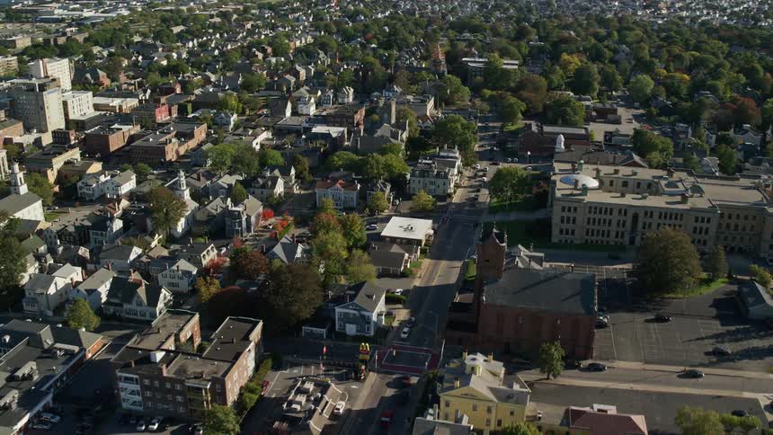 The suburbs are full of homes and buildings