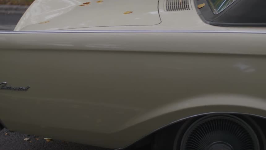 Closeup of a classic collectors car on its rear exterior