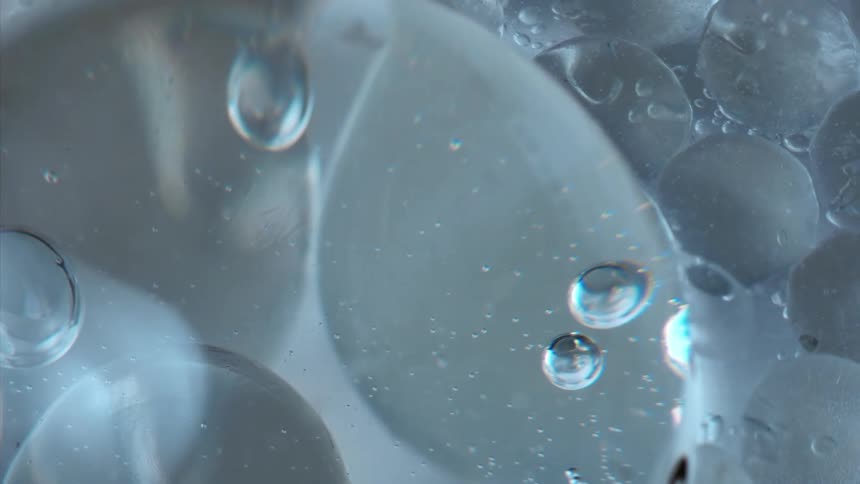 Bubbles and water mix together
