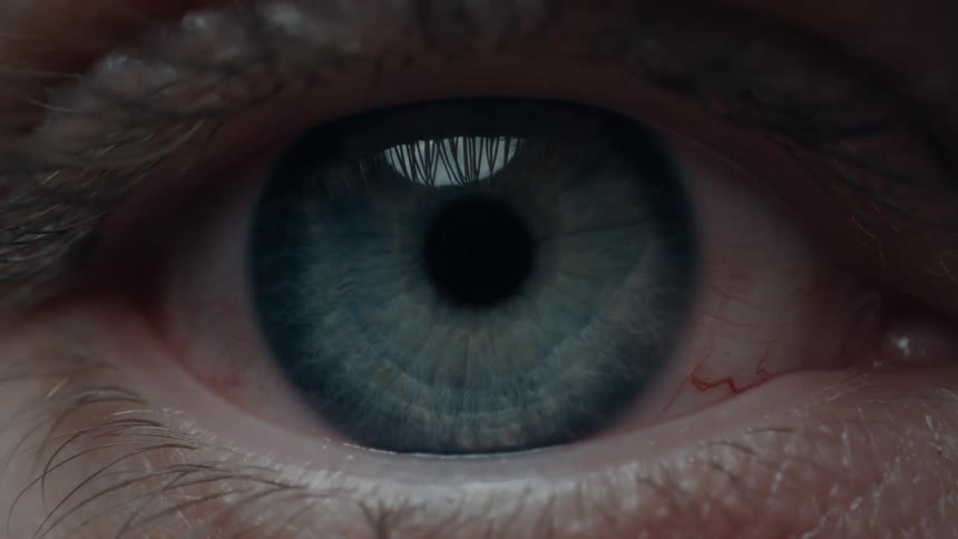 A light blue eye opening